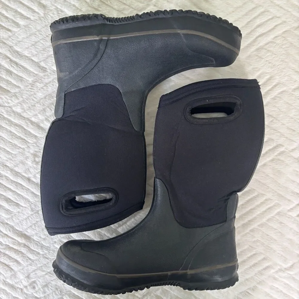Bogs Kids Size 5 Classic High Black Waterproof Insulated Winter Rain Boots EU38